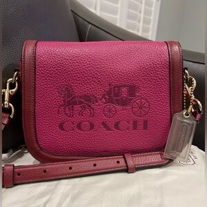 Coach C5776 Leather Colorblock Saddle Bag Horse & Carriage
